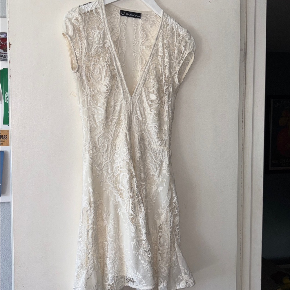For Love And Lemons Cream Lace Mini Dress